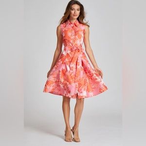 Teri John Jacquard Shirt Dress - size 8